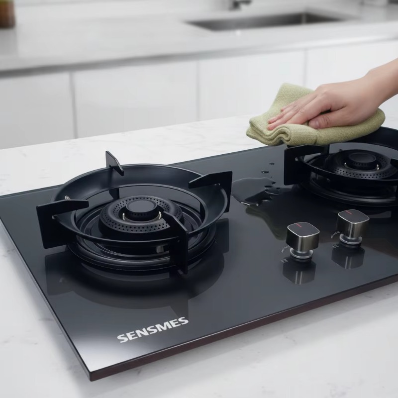 Kitchen Appliances In - Czarna płyta gazowa z hartowanego szkła,
